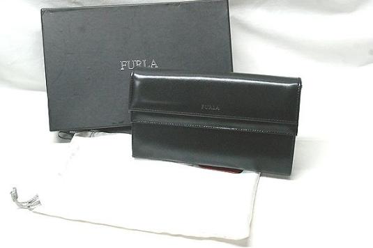 美品　FURLAフルラ　Ｗホック　長財布　黒　保存袋付き